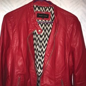 Faux red leather jacket